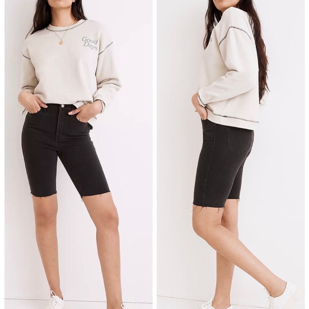 NEW Madewell Roadtripper Super Bermuda Denim Shorts in Black Lunar Wash Sz 28